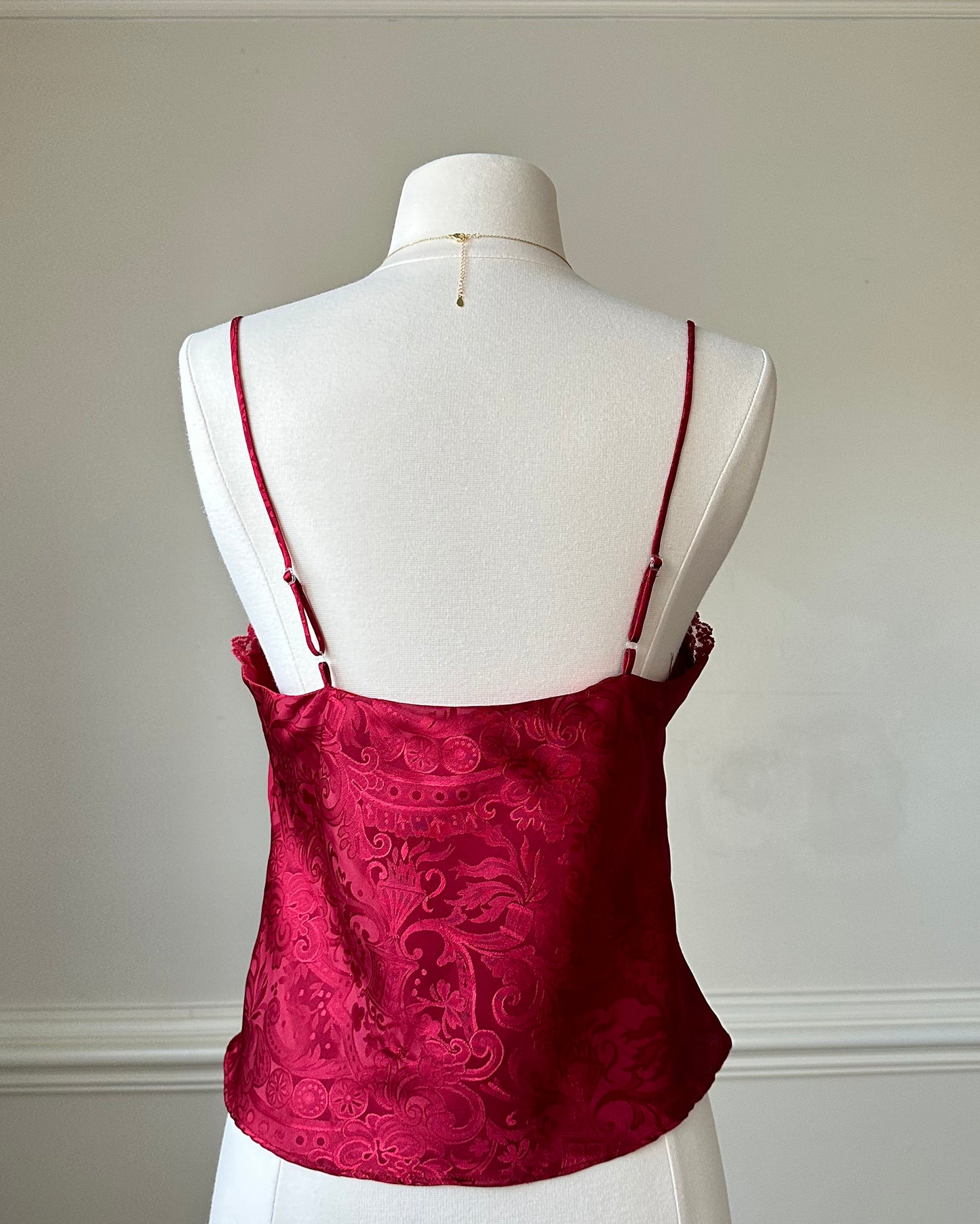 RARE Victoria’s Secret Deep Red Cropped Camisole featuring Embossed Paisley Prints
