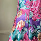 Vibrant Floral Satin Dress featuring Shades of Spring Colored Flower Bouquet Prints