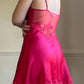 Victoria’s Secret Tulip Red Silk Slip with Floral Lace