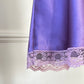 Elegant Purple Knee-Length Slip Dress featuring a Lace-trimmed Bodice