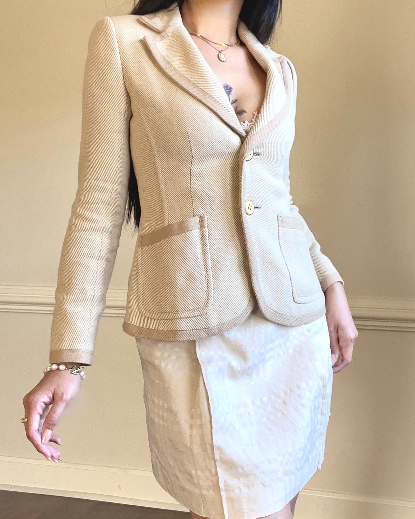 Timeless Burberry Tailored Corduroy Blazer in Light Tan