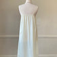 Victorian Inspired Pastel Yellow Midi Dress featuring Intricate Floral Embroidery