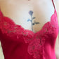 Victoria’s Secret Tulip Red Silk Slip with Floral Lace