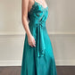 Victoria's Secret emerald maxi dress featuring floral embroidery bust