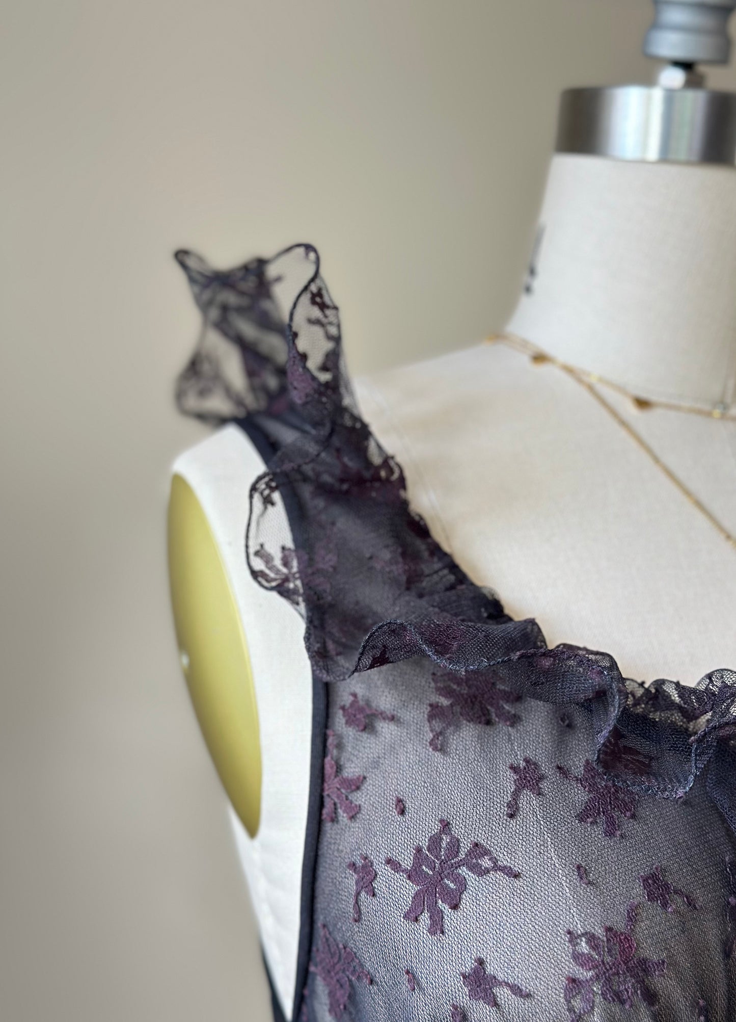 Vintage Nite Nite by Shadowline black mesh nightgown