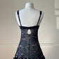 Dark feminine bustier corset dress featuring rose vines embroidery