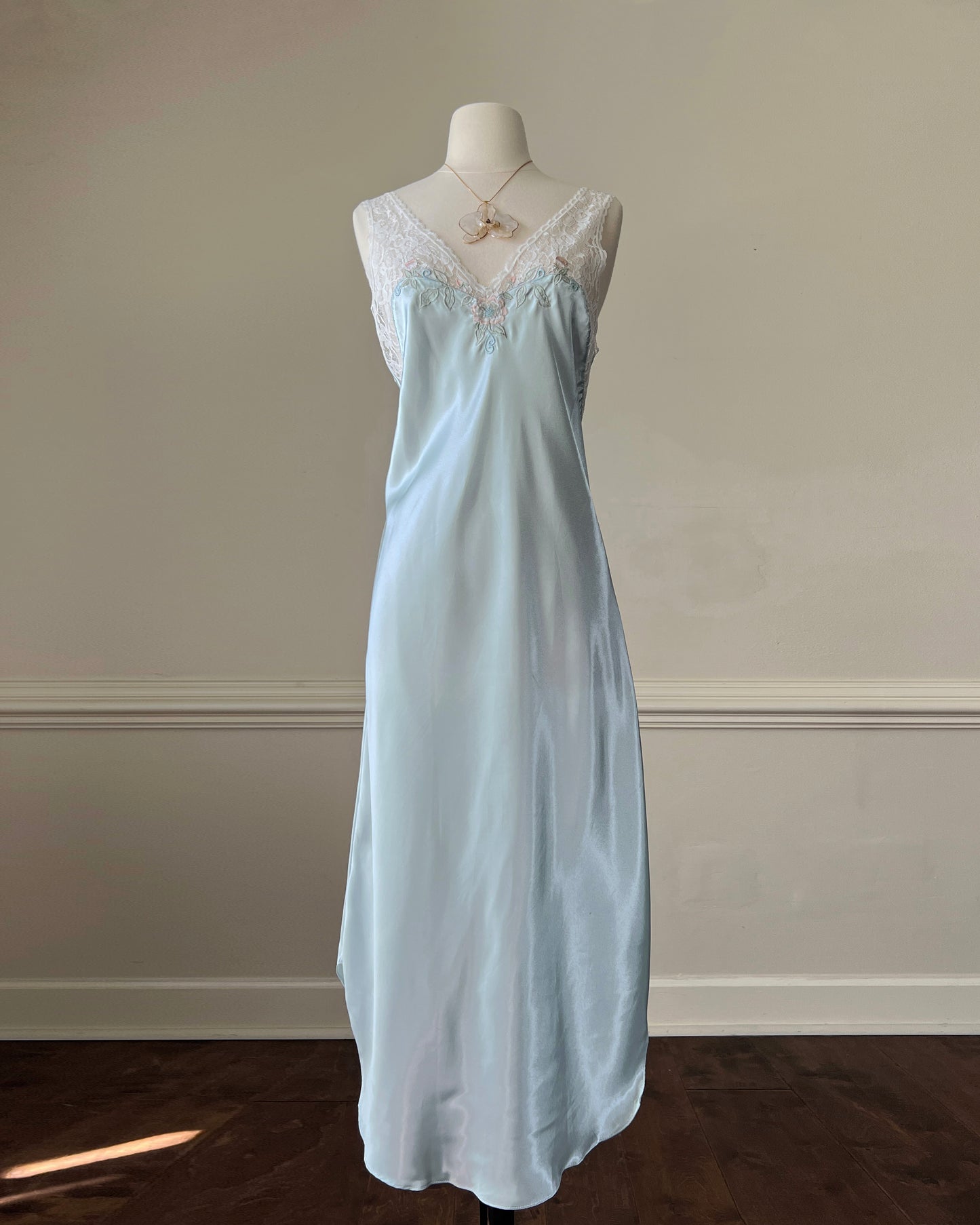 Vintage Lingerie & Co. pastel blue lace slip dress