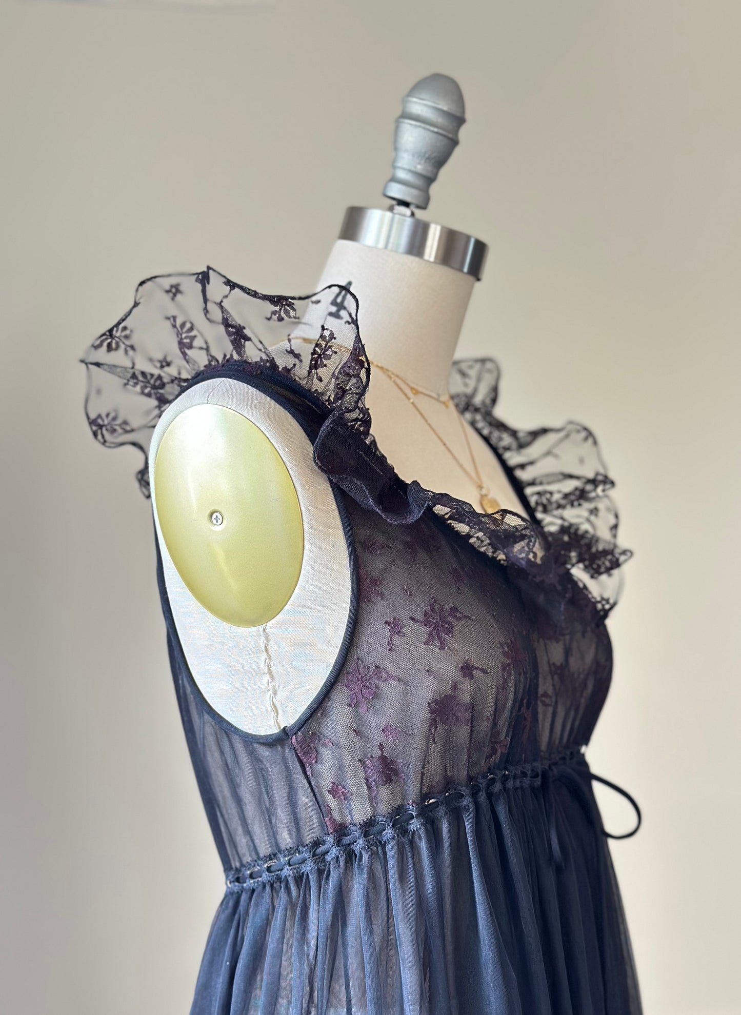 Vintage Nite Nite by Shadowline black mesh nightgown