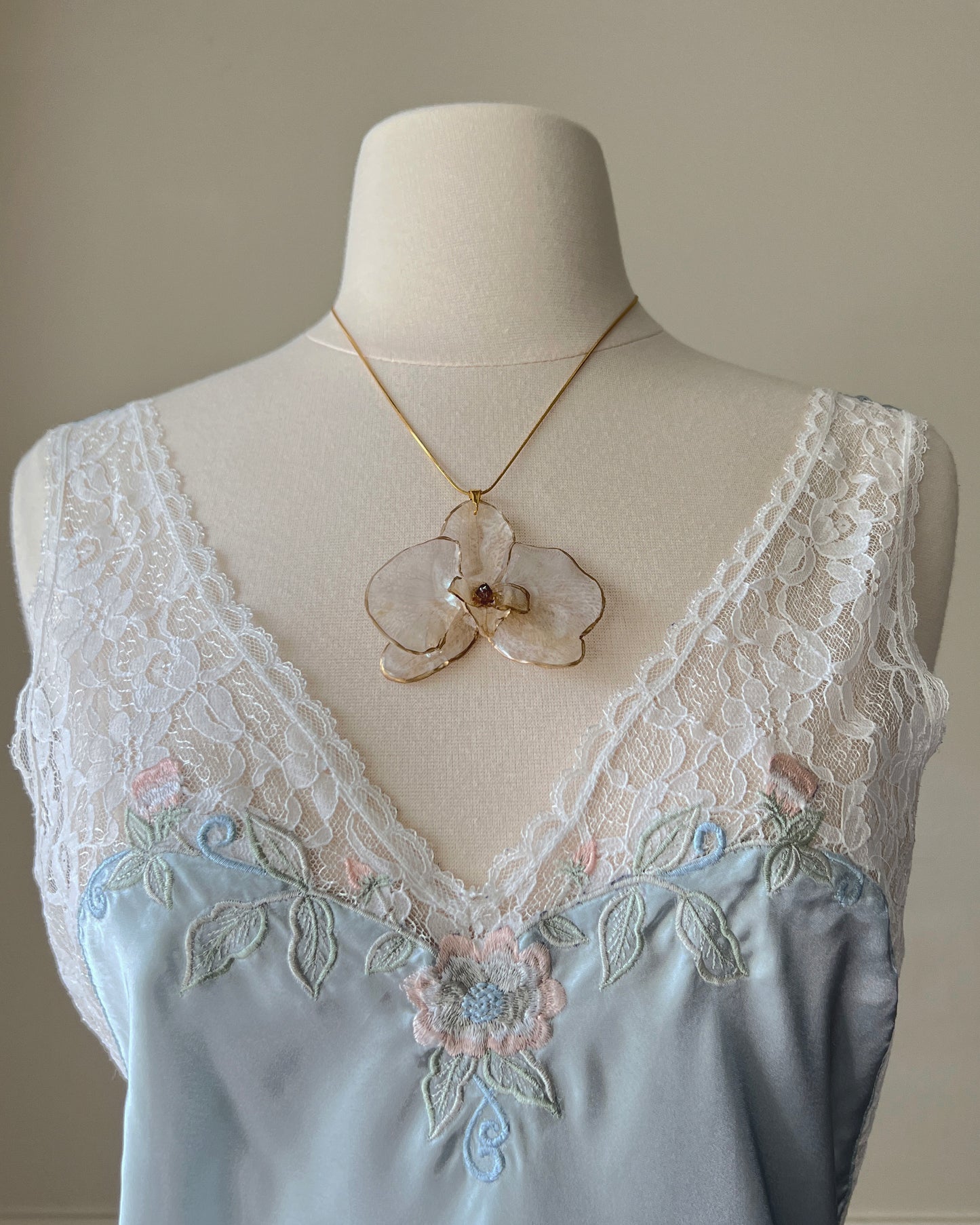 Vintage Lingerie & Co. pastel blue lace slip dress