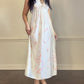 Beautifulpearl white maxi dress featuring peonies prints with plunge neckline