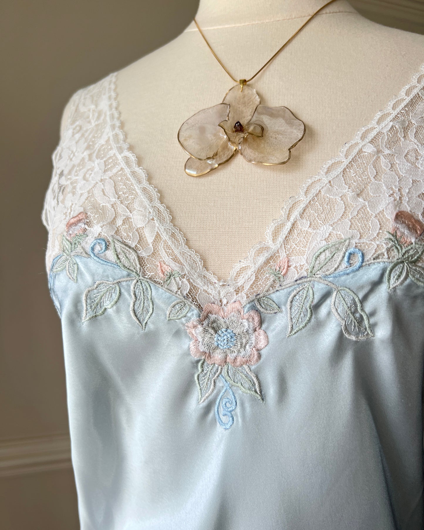 Vintage Lingerie & Co. pastel blue lace slip dress