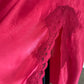 Vintage Red Maxi Satin Slip featuring Floral Lace Embroidery Details