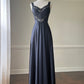 80s Elegant Grunge Maxi Dress featuring V-lace Cutout with Pleated Skirt