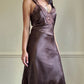Vintage Dior brown satin lace midi slip dress
