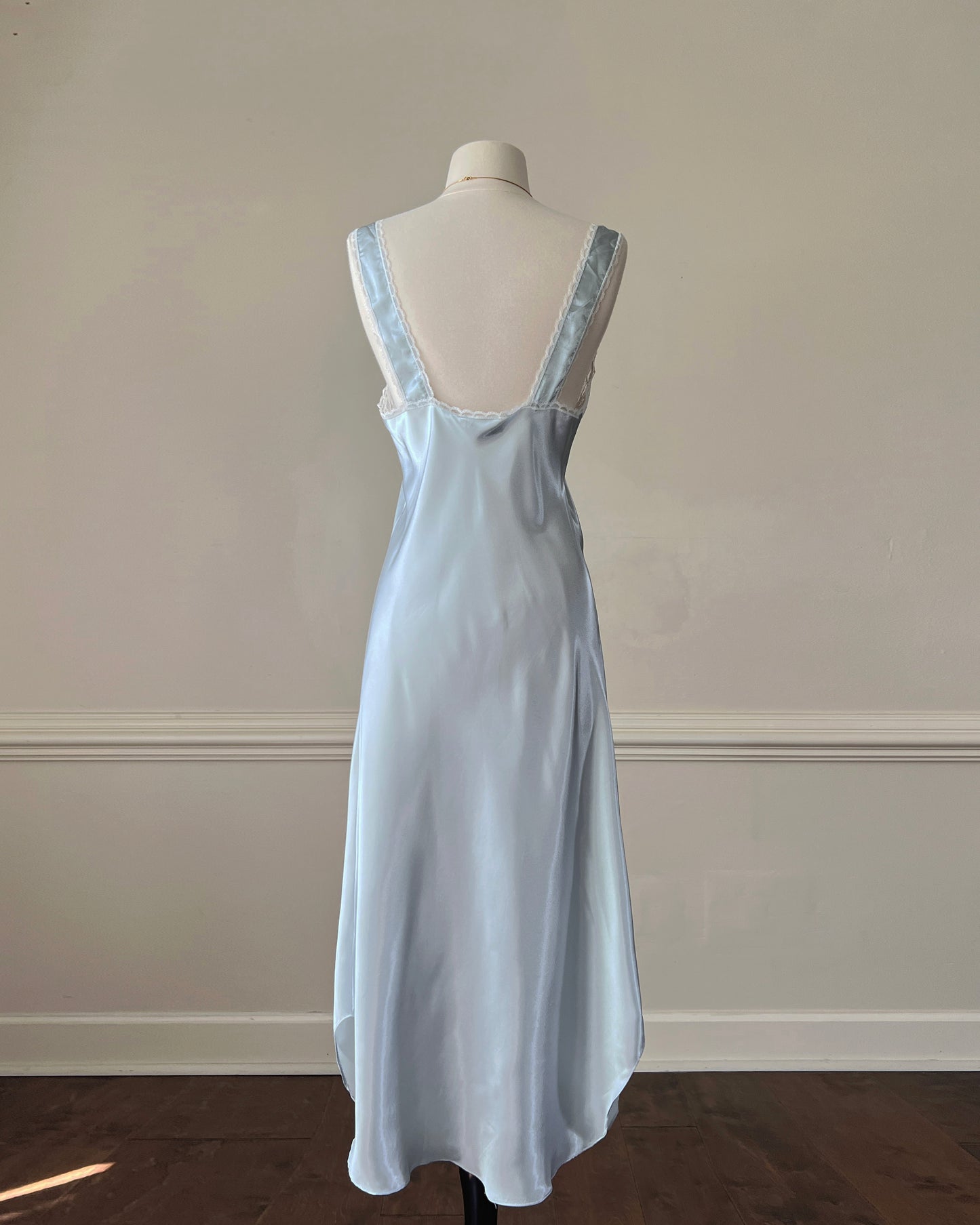 Vintage Lingerie & Co. pastel blue lace slip dress