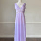 Vintage Soft Orchid Maxi Slip Dress featuring Intricate Lace Cutout