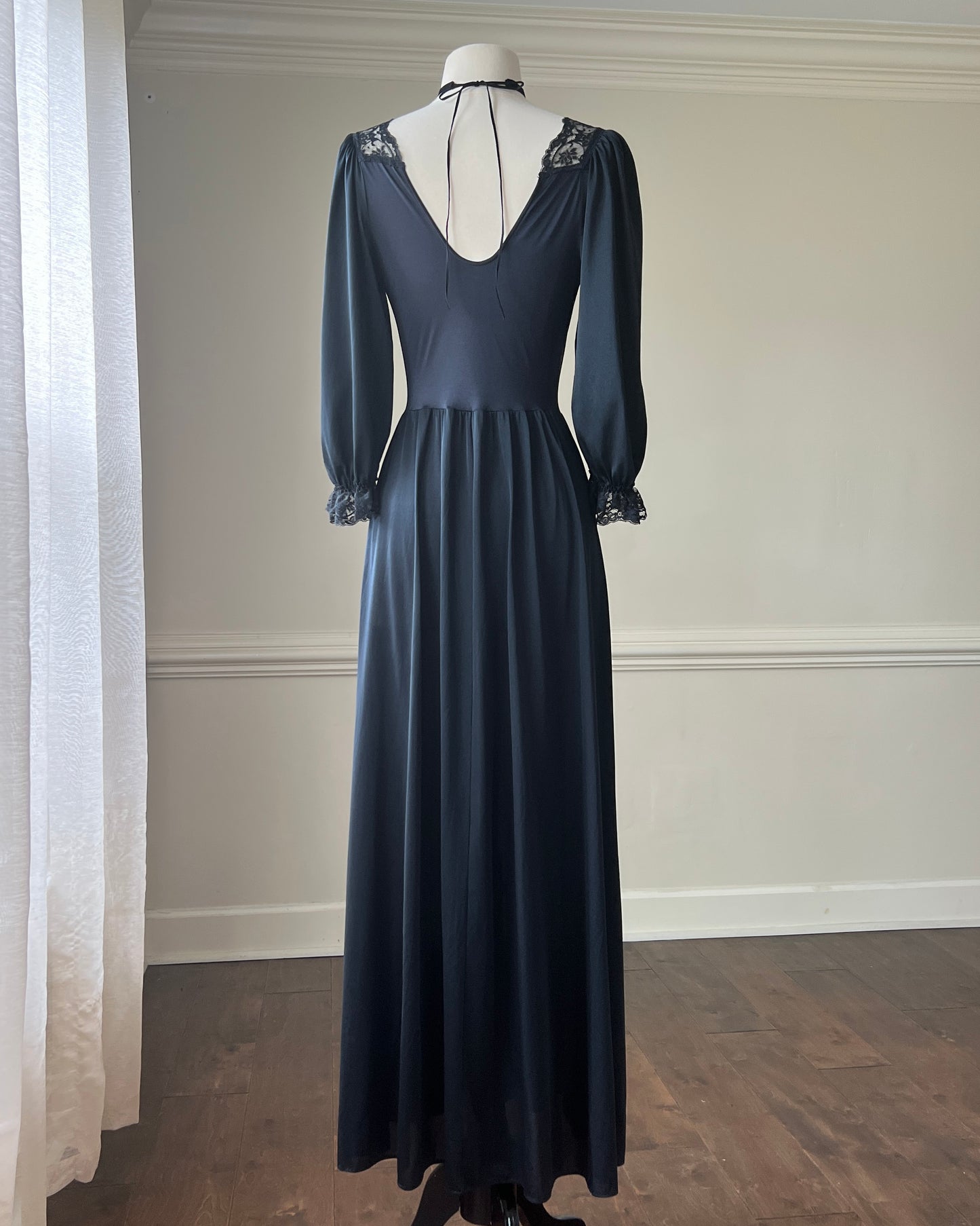 Dark Victorian Maxi Dress featuring Intricate Lace Bodice Details