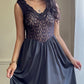Dark Feminine Midi Dress featuring Complete Sheer Lace Bodice