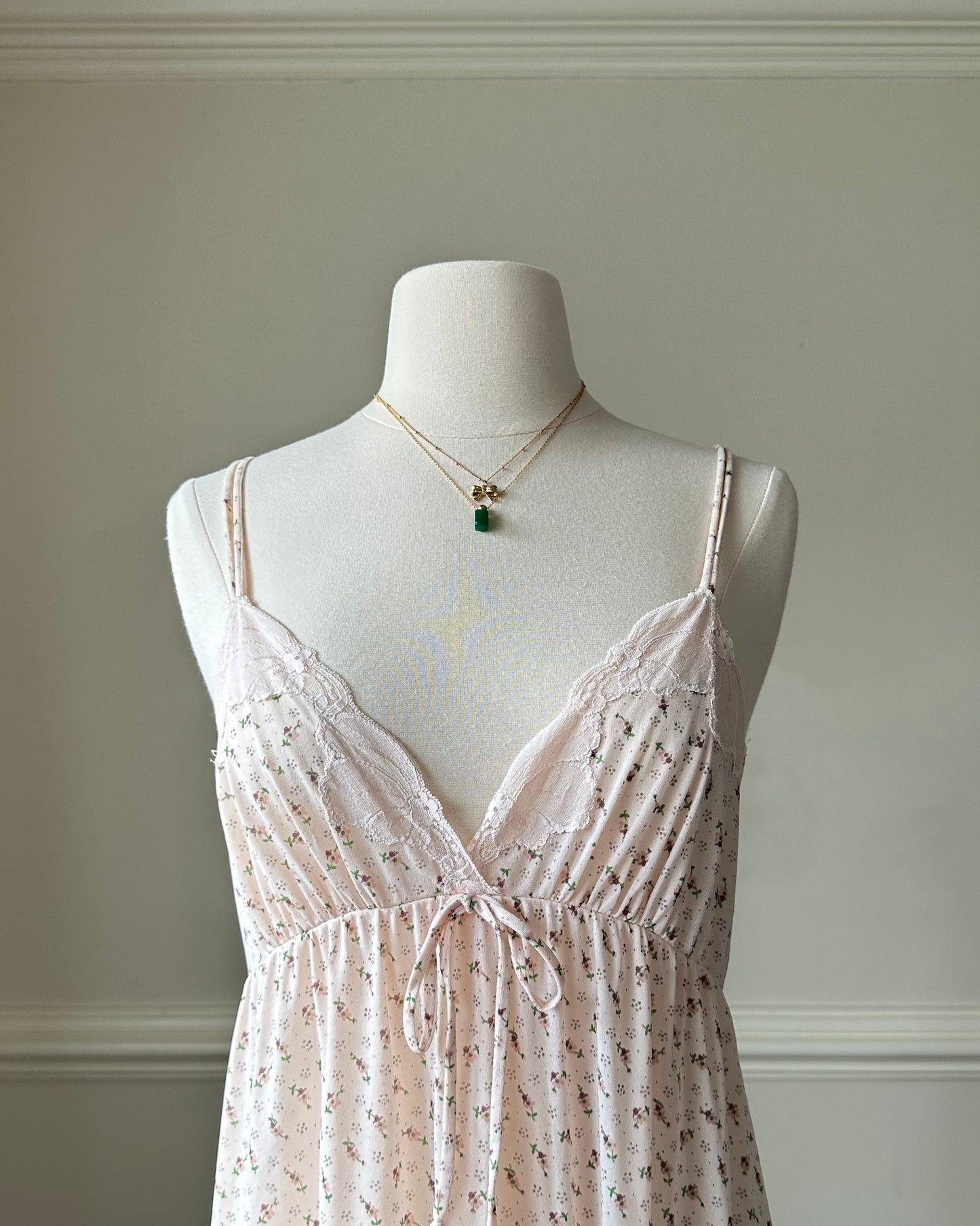 Vintage Maxi Dress featuring Ditsy Floral Prints on Sheer Blush Pink Fabric