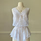 Sheer White Bodysuit featuring Delicate Sheer Lace Bodice with Flared Skirt