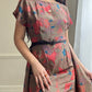 Vintage tunic-like silk dress featuring unique pattern with layered skirt