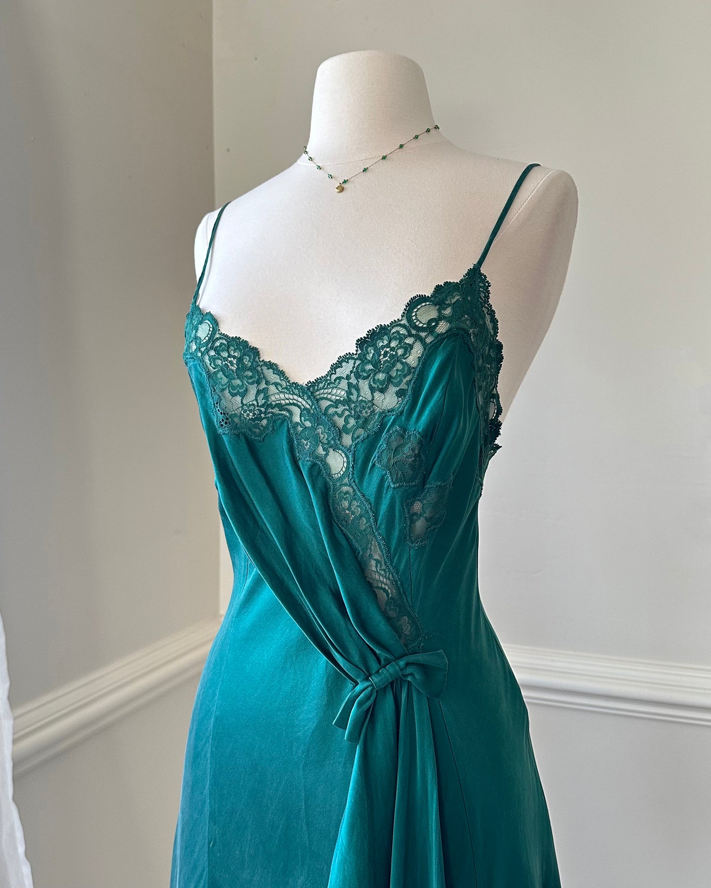 Victoria's Secret emerald maxi dress featuring floral embroidery bust