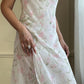 Vintage floral slip dress featuring a soft cowl neckline