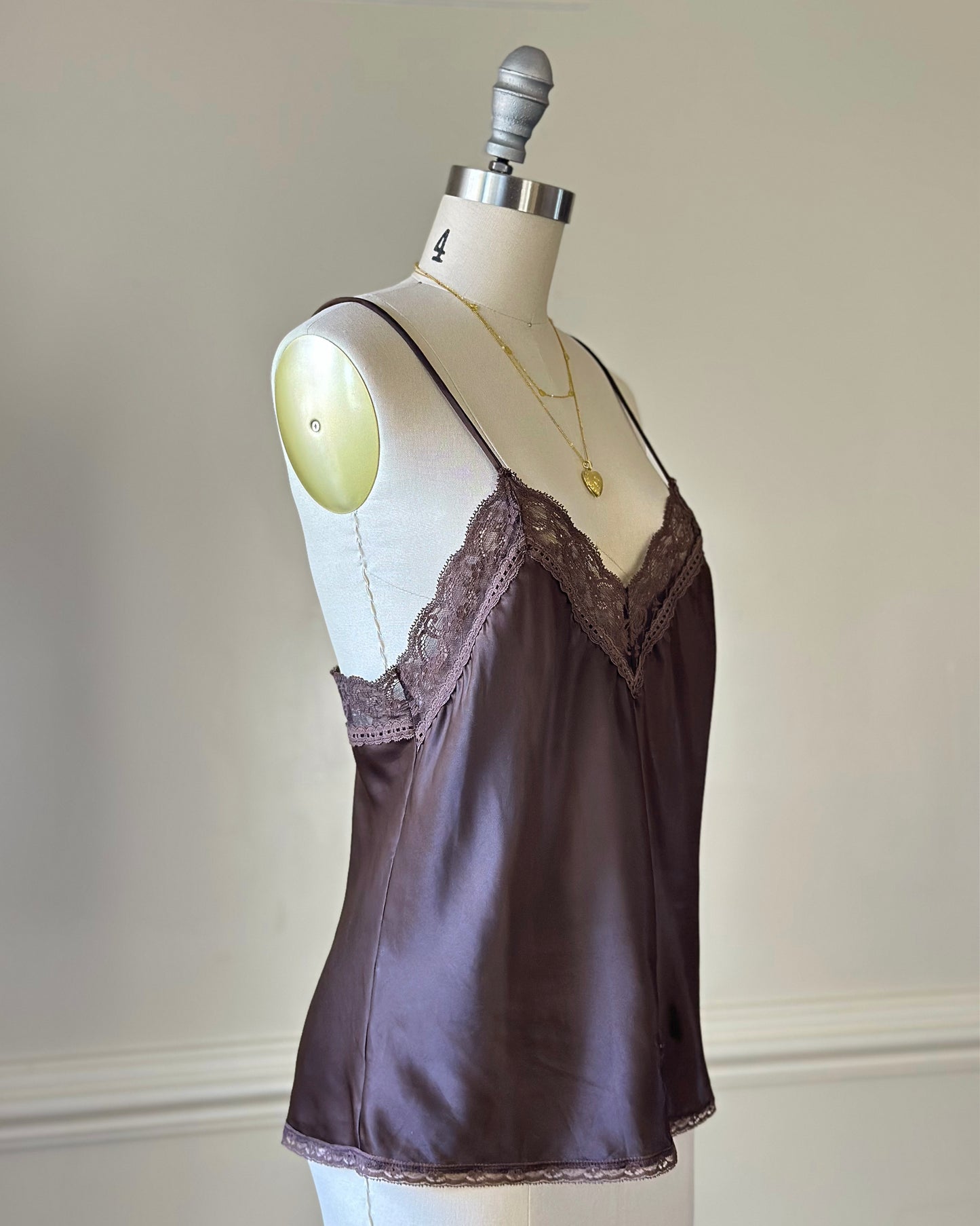 Vintage Dior brown satin lace camisole – 90s lingerie top