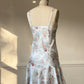 Vintage floral satin slip dress – pastel rose lace trim mini
