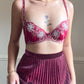 Deep Maroon Underwired Brassiere featuring Baroque Floral Embroidery