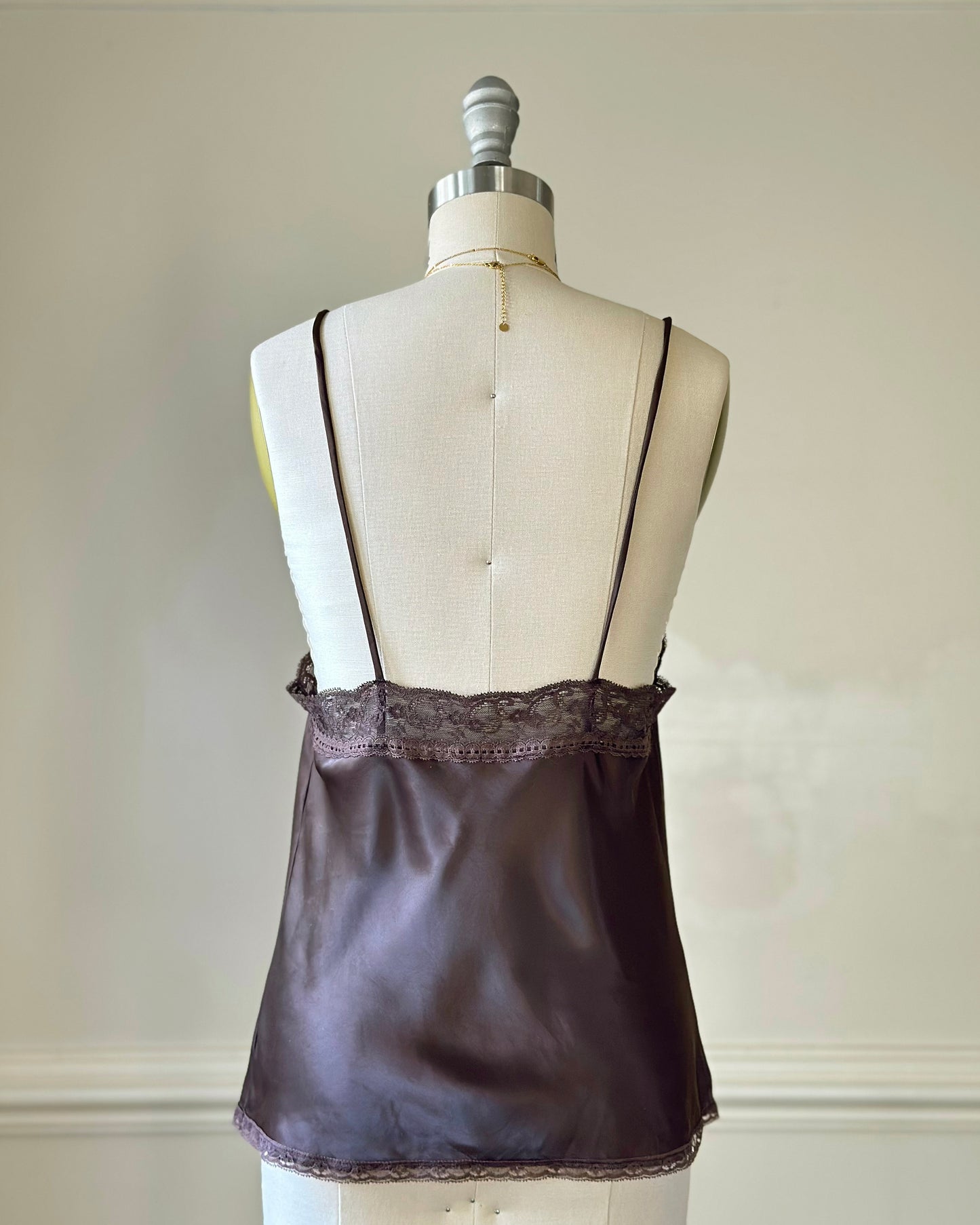 Vintage Dior brown satin lace camisole – 90s lingerie top