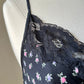 Victoria’s secret silky black dress featuring ditsy floral prints with lace embroidery