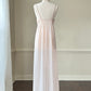 Vintage Maxi Dress featuring Ditsy Floral Prints on Sheer Blush Pink Fabric