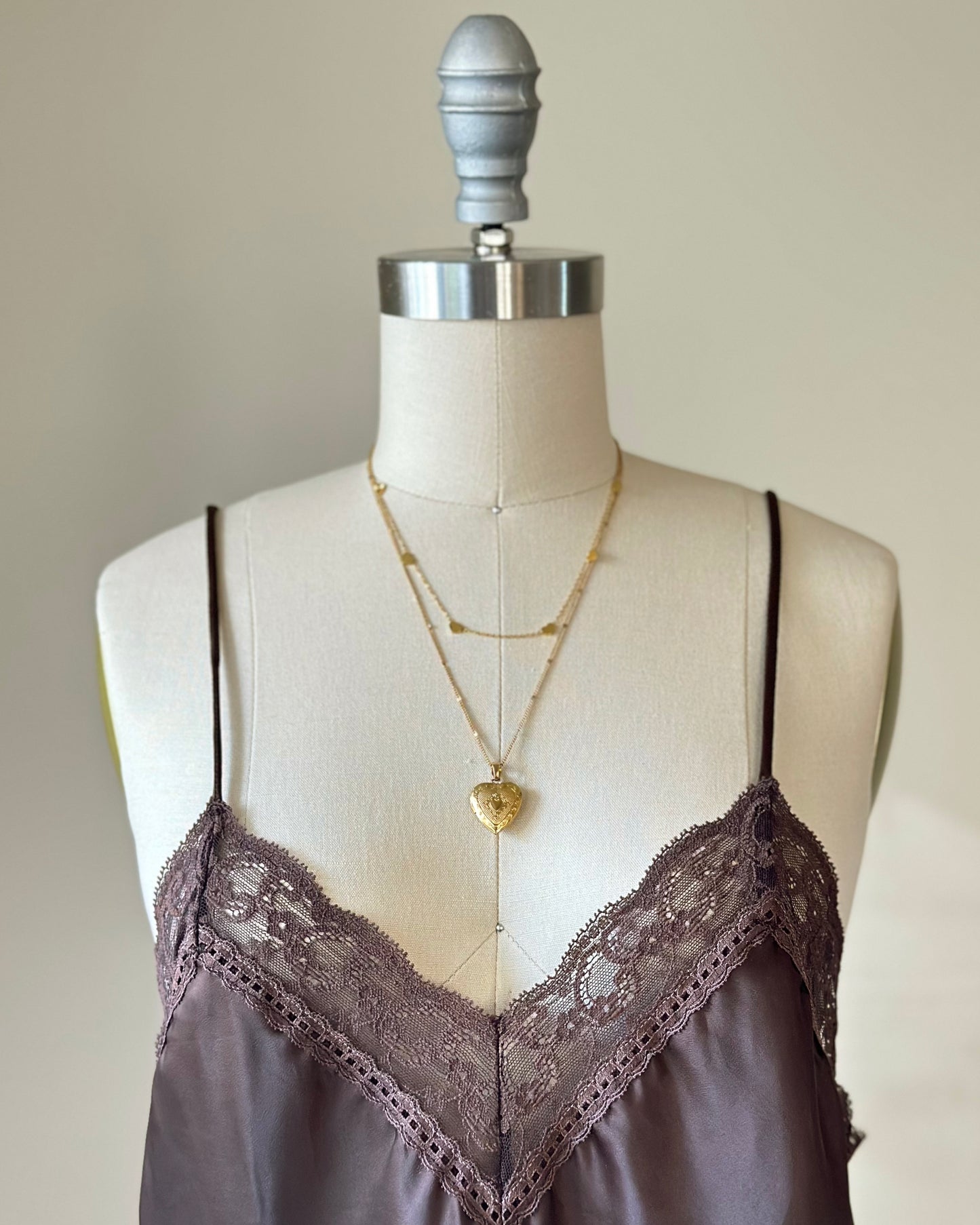 Vintage Dior brown satin lace camisole – 90s lingerie top
