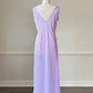 Vintage Soft Orchid Maxi Slip Dress featuring Intricate Lace Cutout