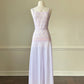 Beautiful Light Heather Purple Maxi Slip Dress featuring Vintage Floral Lace Embroidery Top