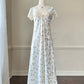 Elegant Vintage Dior Satin Maxi Dress featuring White Peony Prints