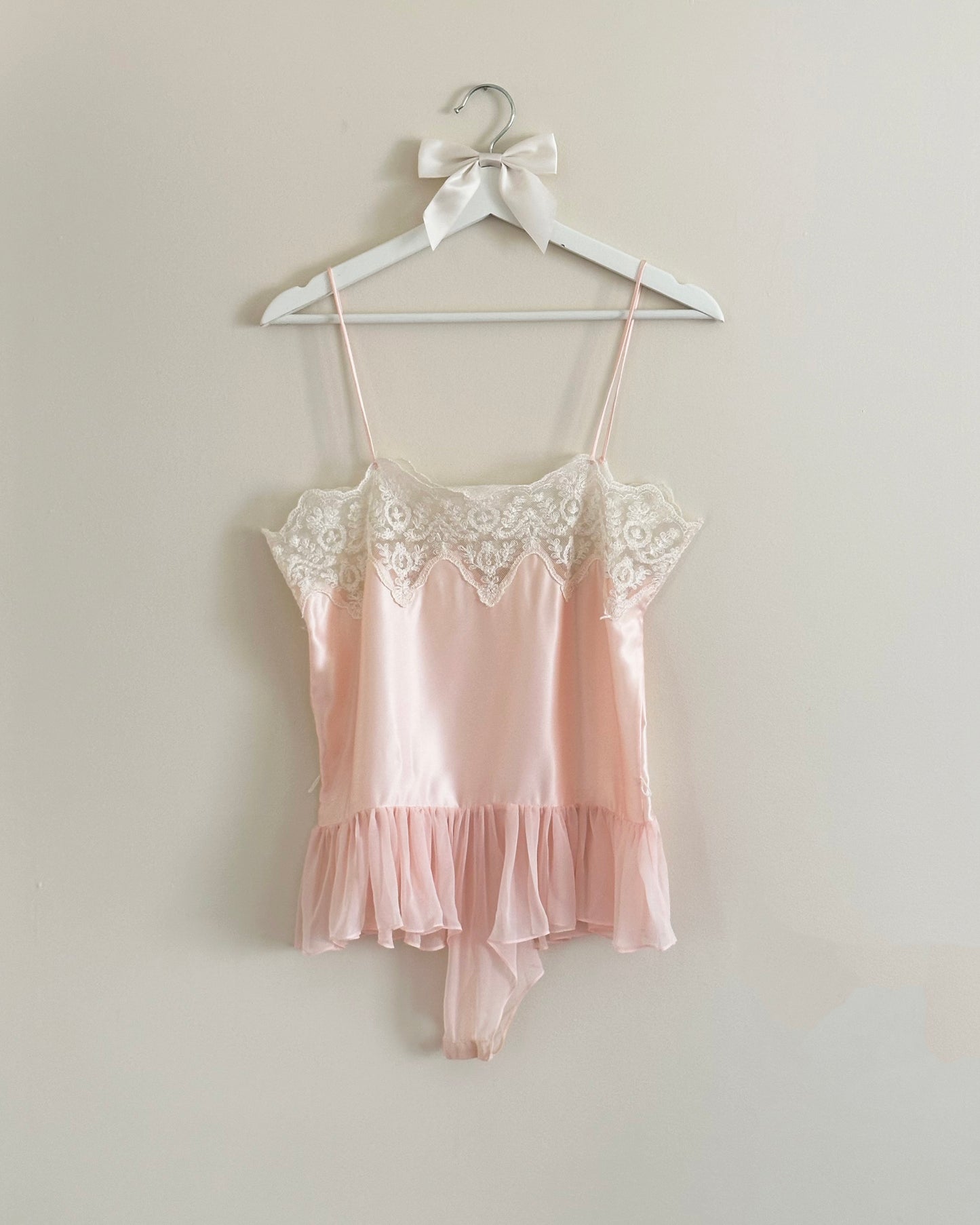 Ballet Satin Cropped romper featuring Sheer Embroidery Bust with Tulles Mesh Skirt