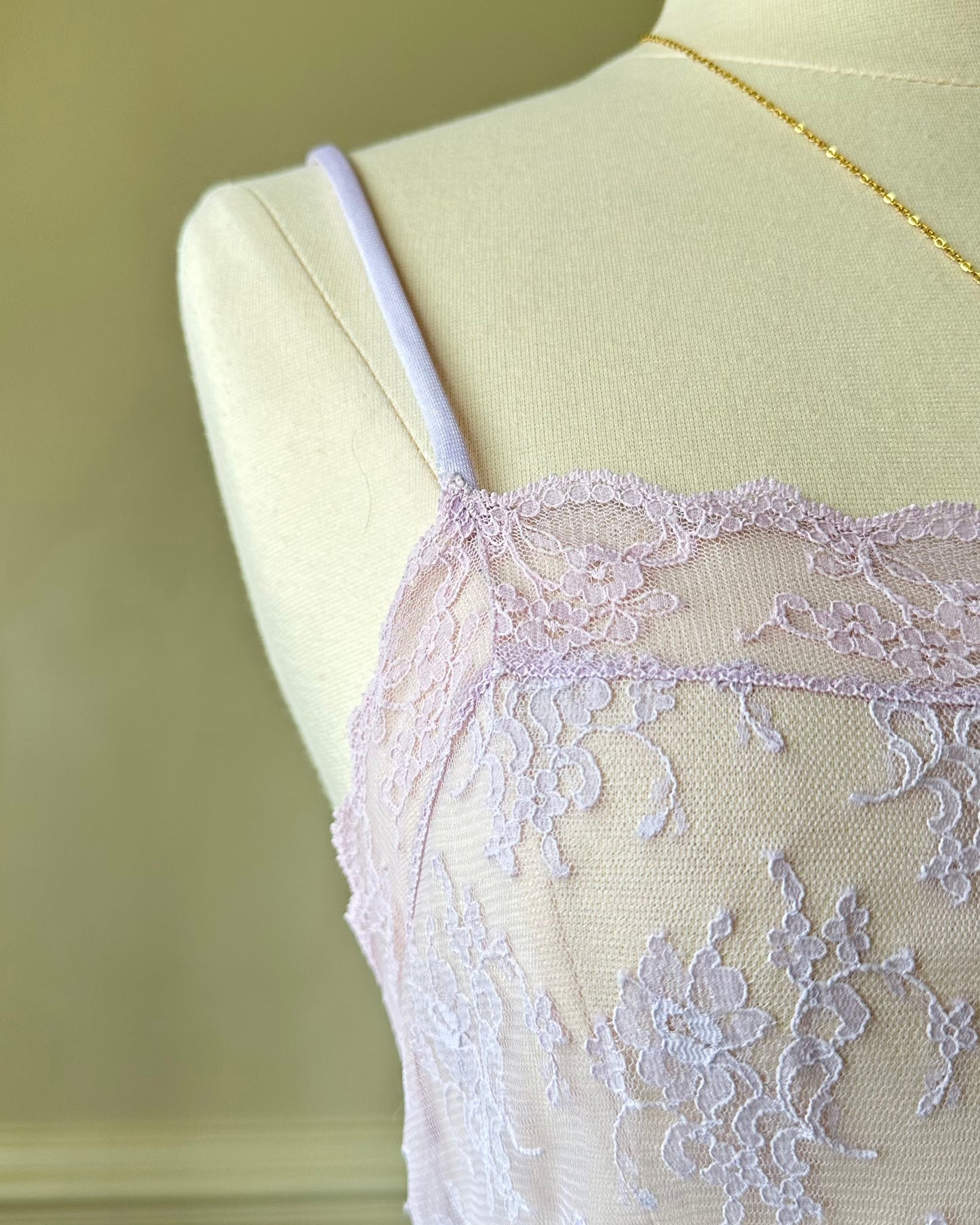 Beautiful Light Heather Purple Maxi Slip Dress featuring Vintage Floral Lace Embroidery Top