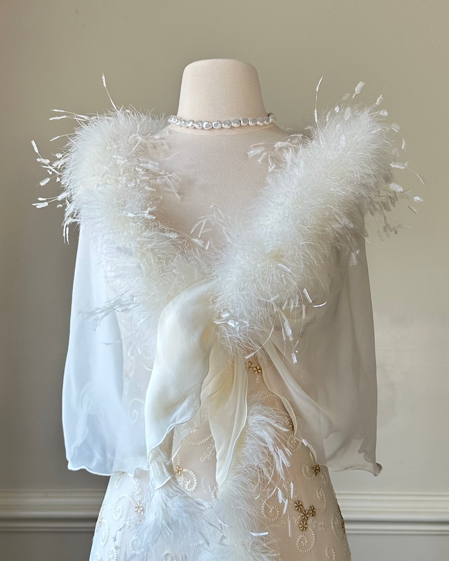 Beautiful Japanese Fur Cape featuring Sheer Chiffon Fabric