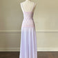 Beautiful Light Heather Purple Maxi Slip Dress featuring Vintage Floral Lace Embroidery Top