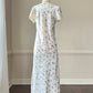 Elegant Vintage Dior Satin Maxi Dress featuring White Peony Prints