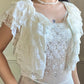RARE Vintage Y2k Cropped Cardigan featuring Tiered Floral Lace in Vintage Cream