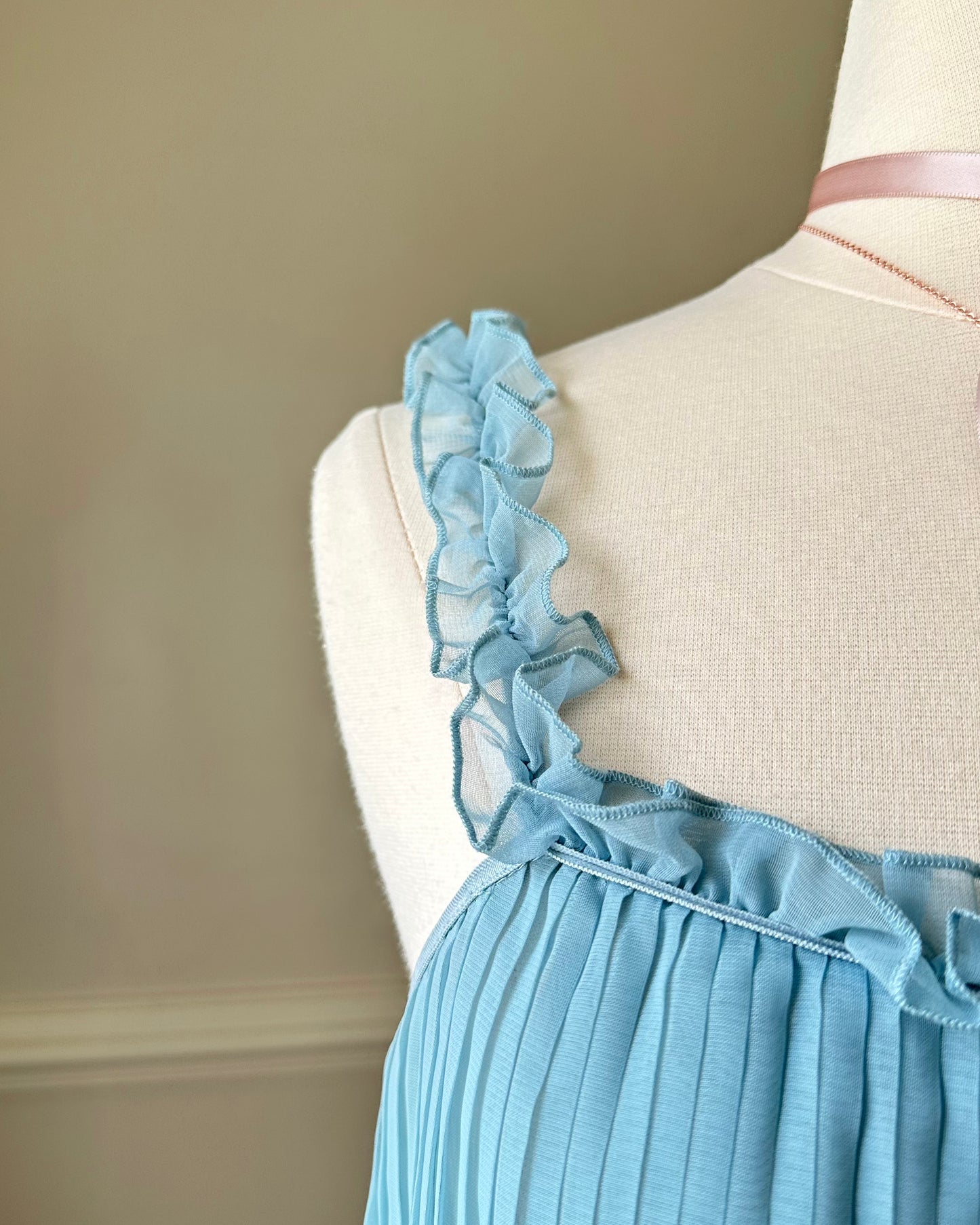 Victoria’s Secret babydoll frosted ocean blue slip dress