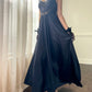 80s Elegant Grunge Maxi Dress featuring V-lace Cutout with Pleated Skirt