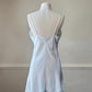 Vintage Victoria’s Secret ivory satin mini slip with blue lace