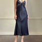 Vintage Jones New York black lace midi slip dress