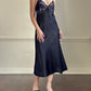 Vintage Jones New York black lace midi slip dress