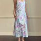 Vintage August Silk 100% silk floral midi slip dress