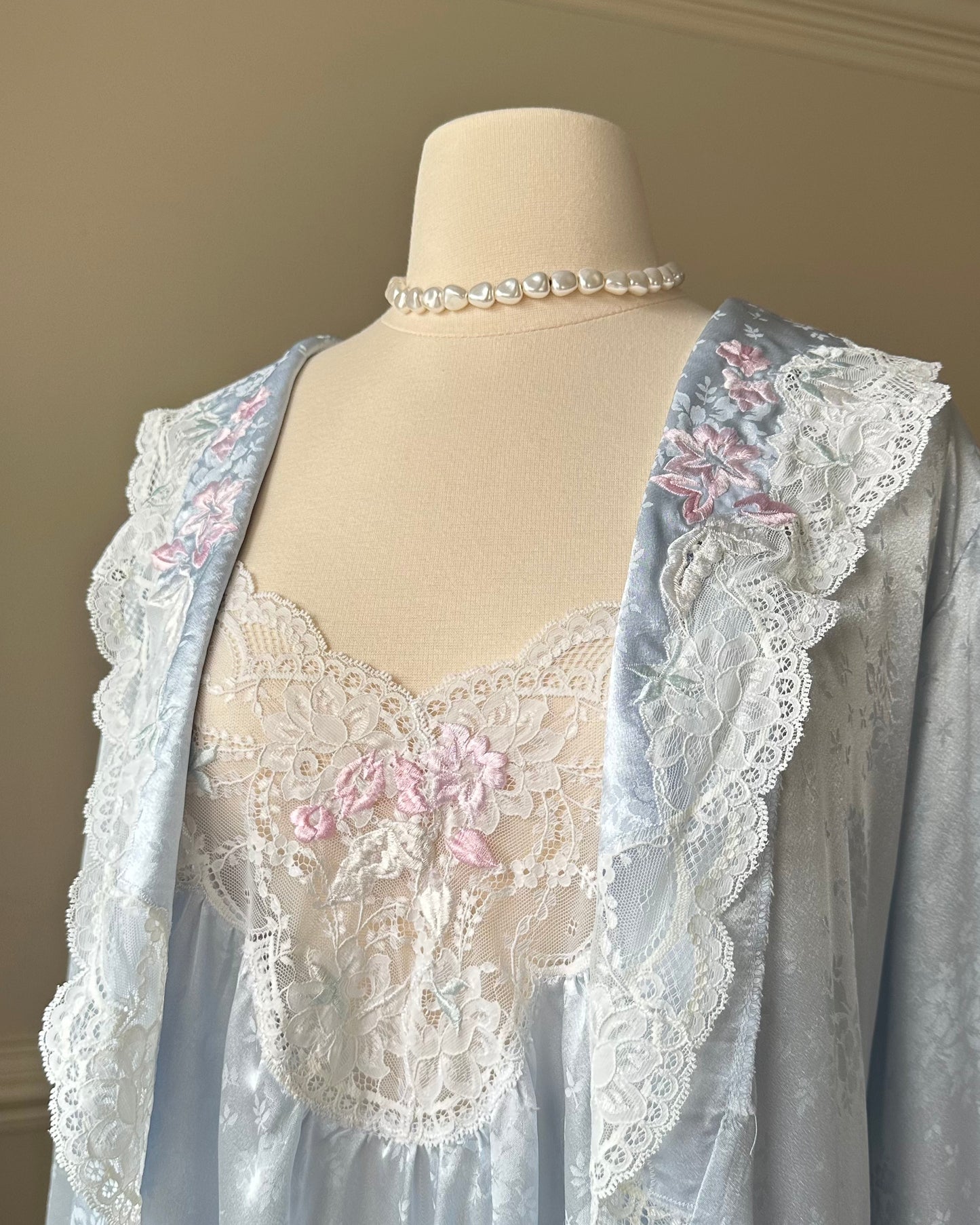 Beautiful Soft Blue Matching Set includes Sheer Frosted Blue Maxi Slip Dress